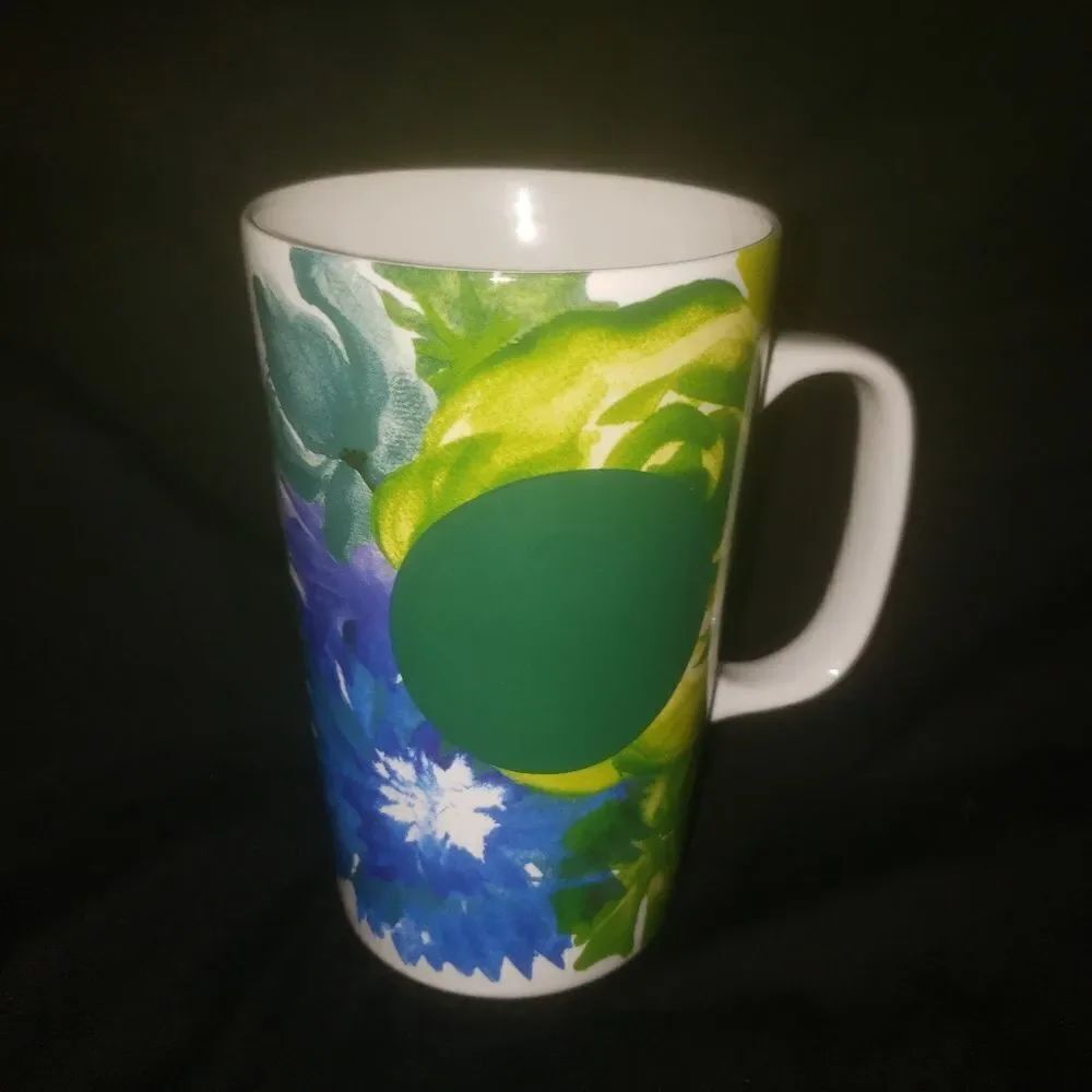 Starbucks 2014 Floral Green Dot Coffee Cup Mug